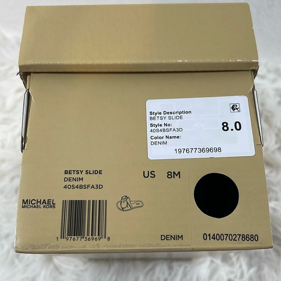 MICHAEL MICHAEL KORS Betsy Frayed Denim Bow Blue Slide Sandals Size 8 NEW - Picture 13 of 14